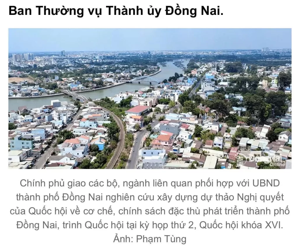 TRÌNH QUỐC HỘI NGHỊ QUYẾT VỀ CƠ CHẾ, CHÍNH SÁCH ĐẶC THÙ PHÁT TRIỂN THÀNH PHỐ ĐỒNG NAI